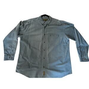 Timberland X Large Shirt Mens Gray Blue Plaid Button Down Traditional Fit LS